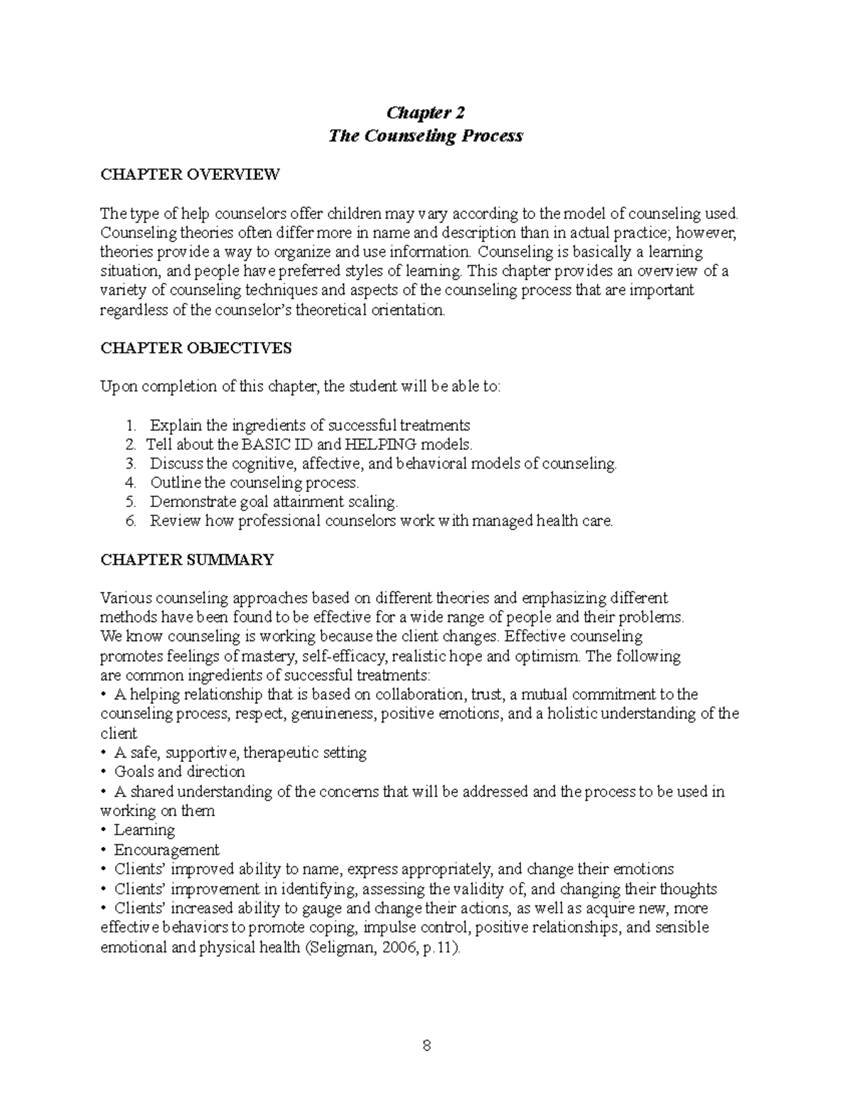 Basic ID AND Counseling Process - Chapter 2 The Counseling Process ...