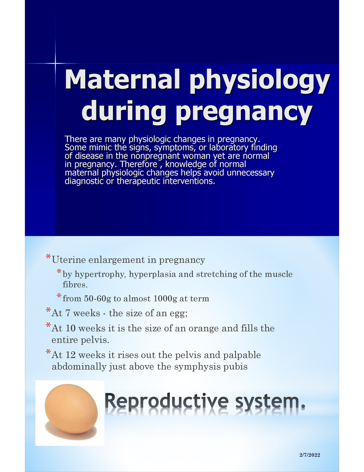 Maternal physiology during pregnancy Maternal physiology during