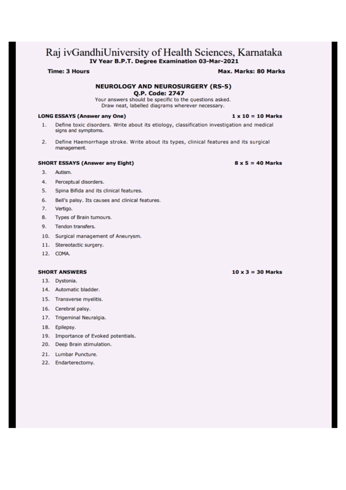 phd entrance question paper physiotherapy