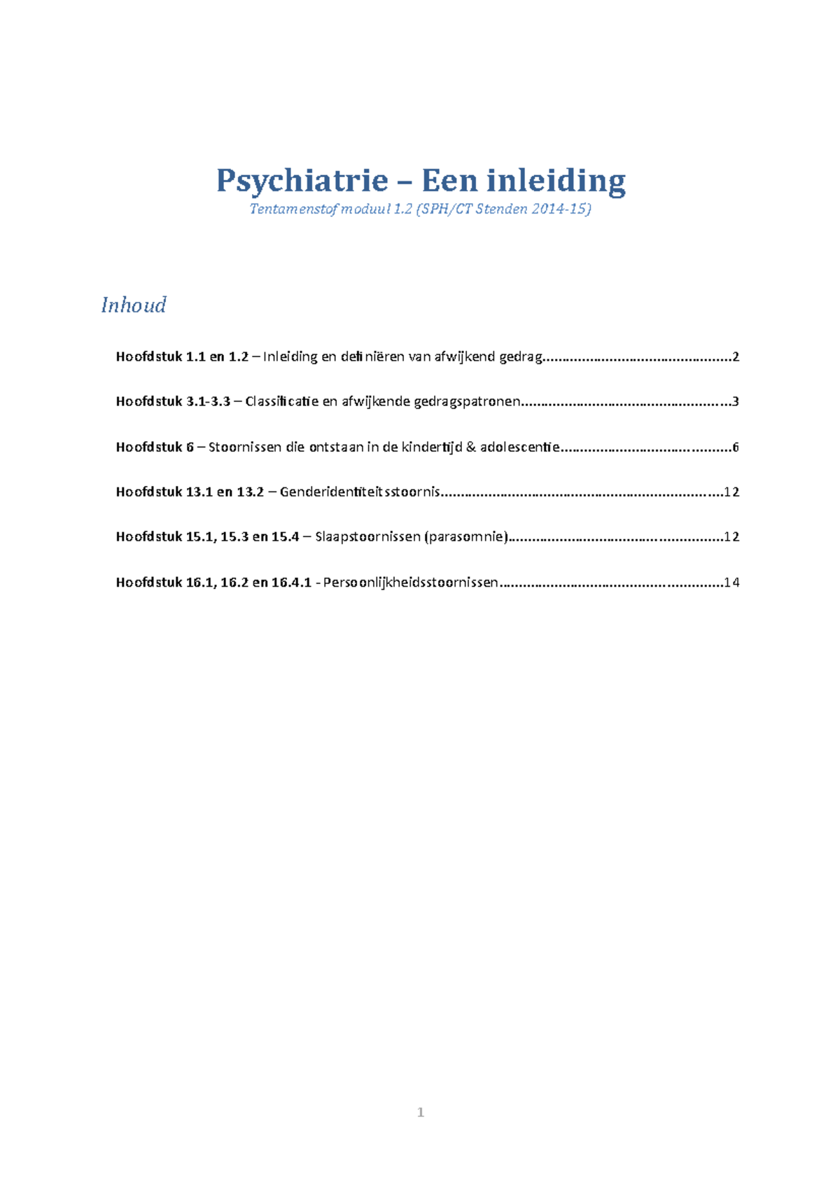 1.2. Psychiatrie - Een Inleiding - Psychiatrie Een Inleiding ...