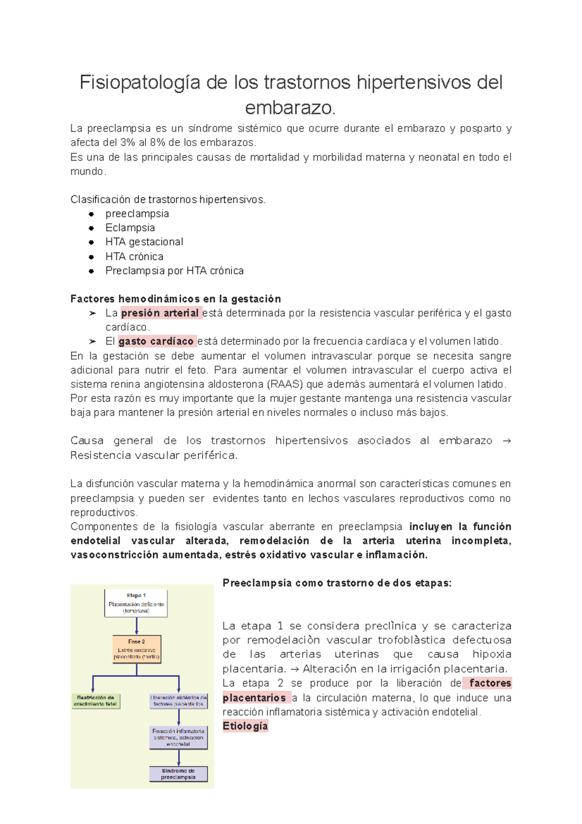 Fisiopatologia De La Preeclampsia Fisiologia Upb Studocu