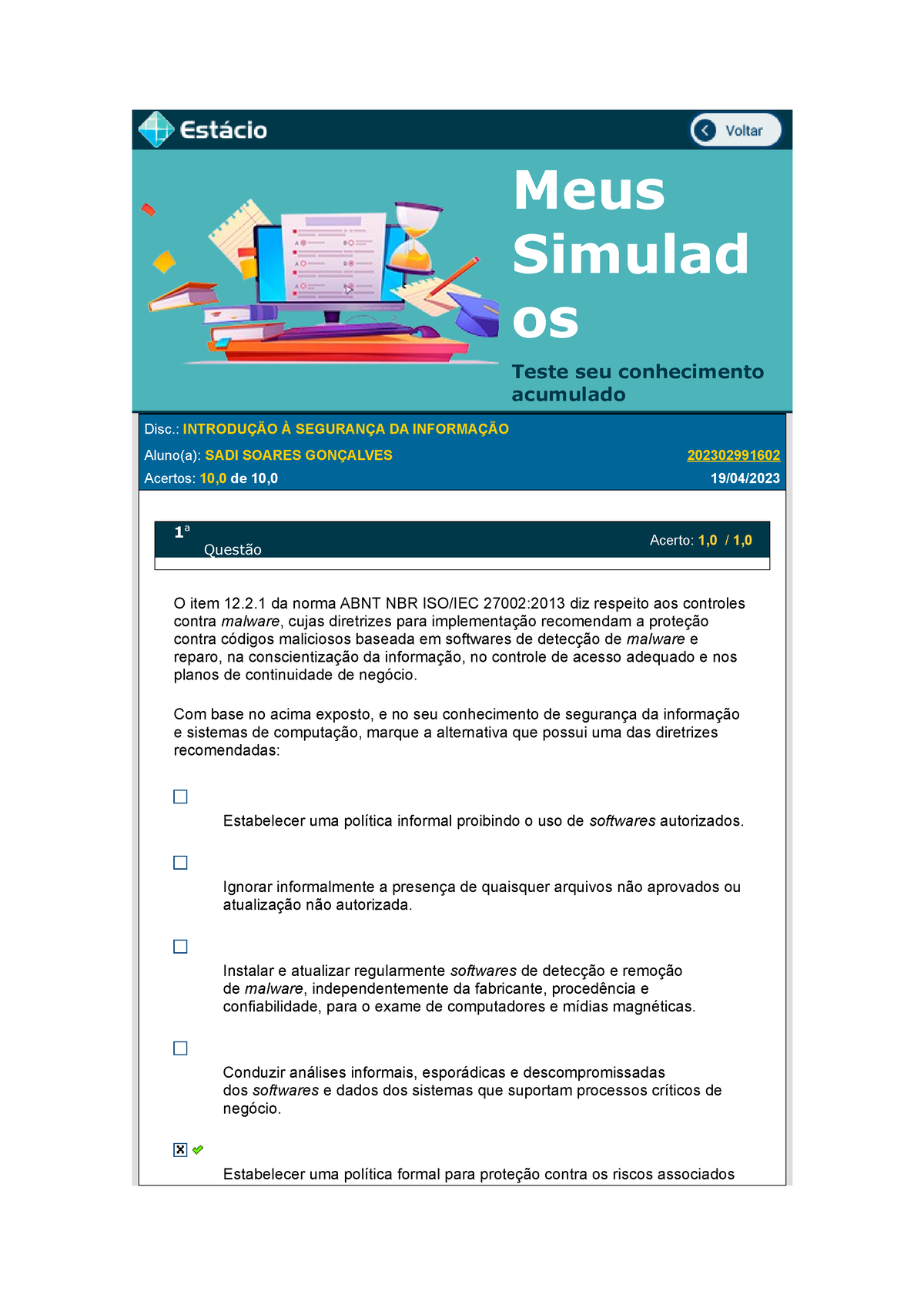 Meus Simulados 01 - Simulado - Meus Simulad Os Teste Seu Conhecimento ...