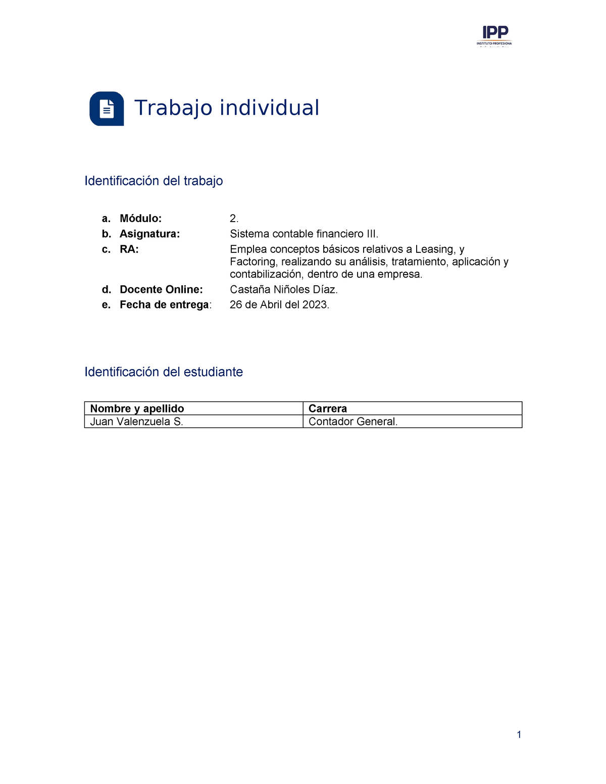 TI M2 Sistema Contable Financiero III - Trabajo Individual ...