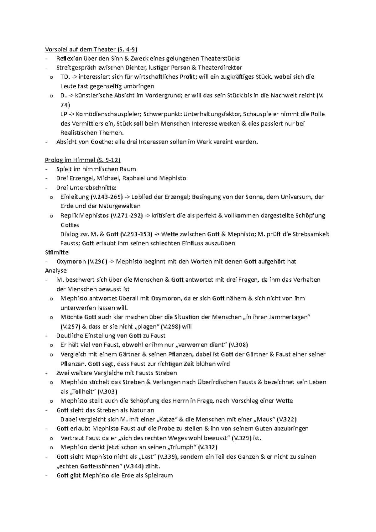 Zusammenfassung Faust Vorspiel auf dem Theater