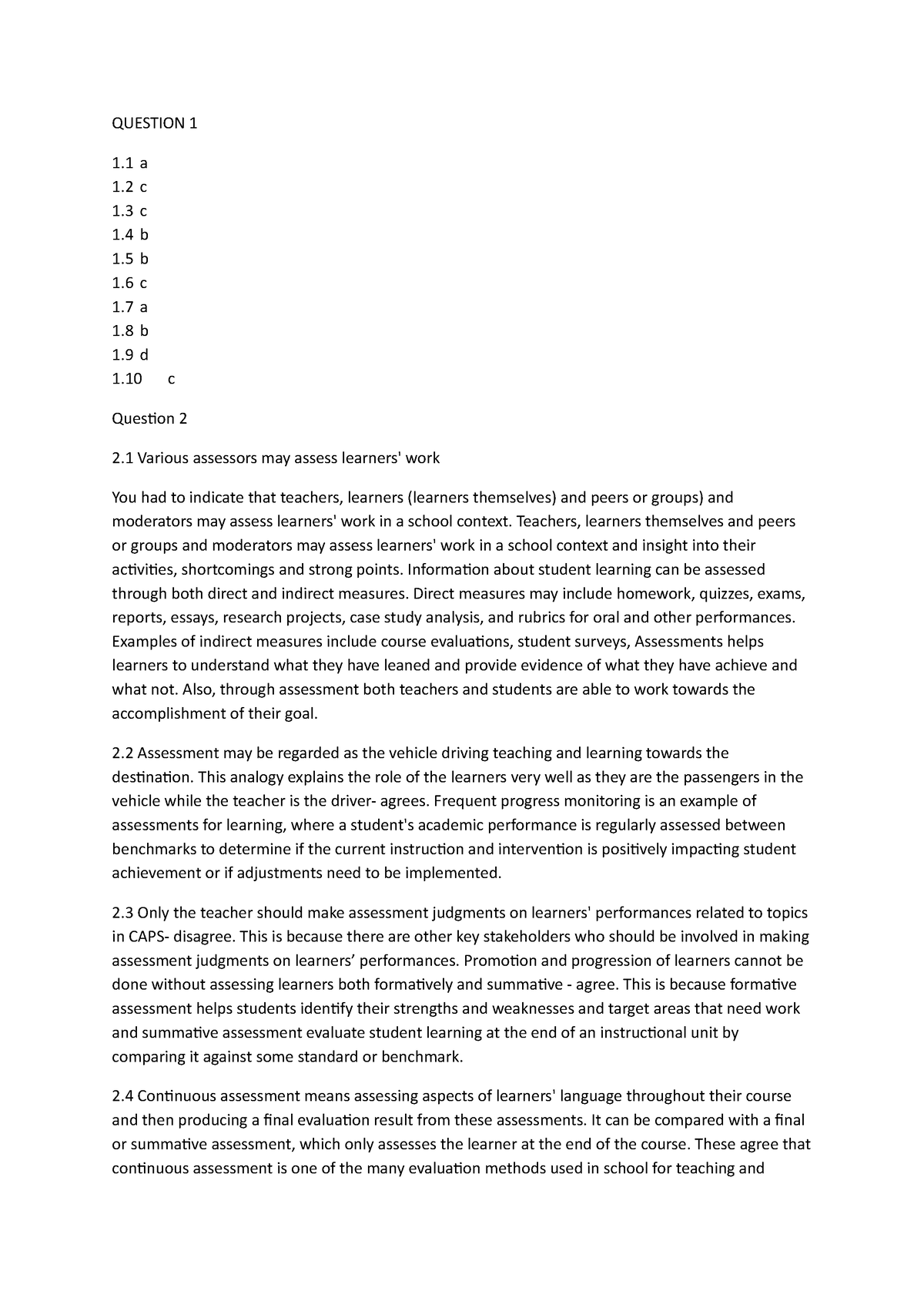 AED3701 Assignment 1 - QUESTION 1 1 A 1 C 1 C 1 B 1 B 1 C 1 A 1 B 1 D 1 ...