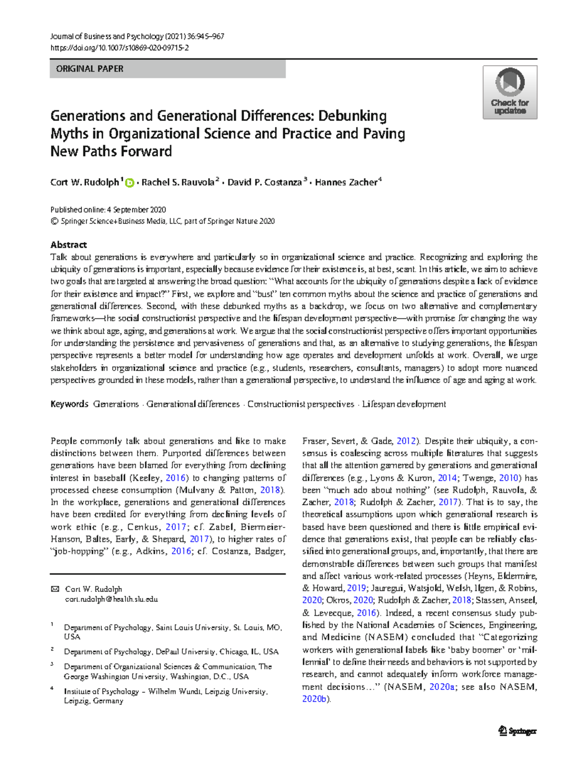 Rudolph etal 2021 - ORIGINAL PAPER Generations and Generational ...
