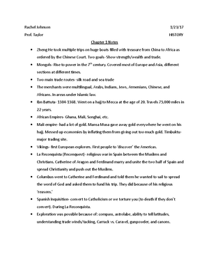 History Core - Chapter 4 notes - Rachel Johnson 2/16/ Prof. Taylor ...