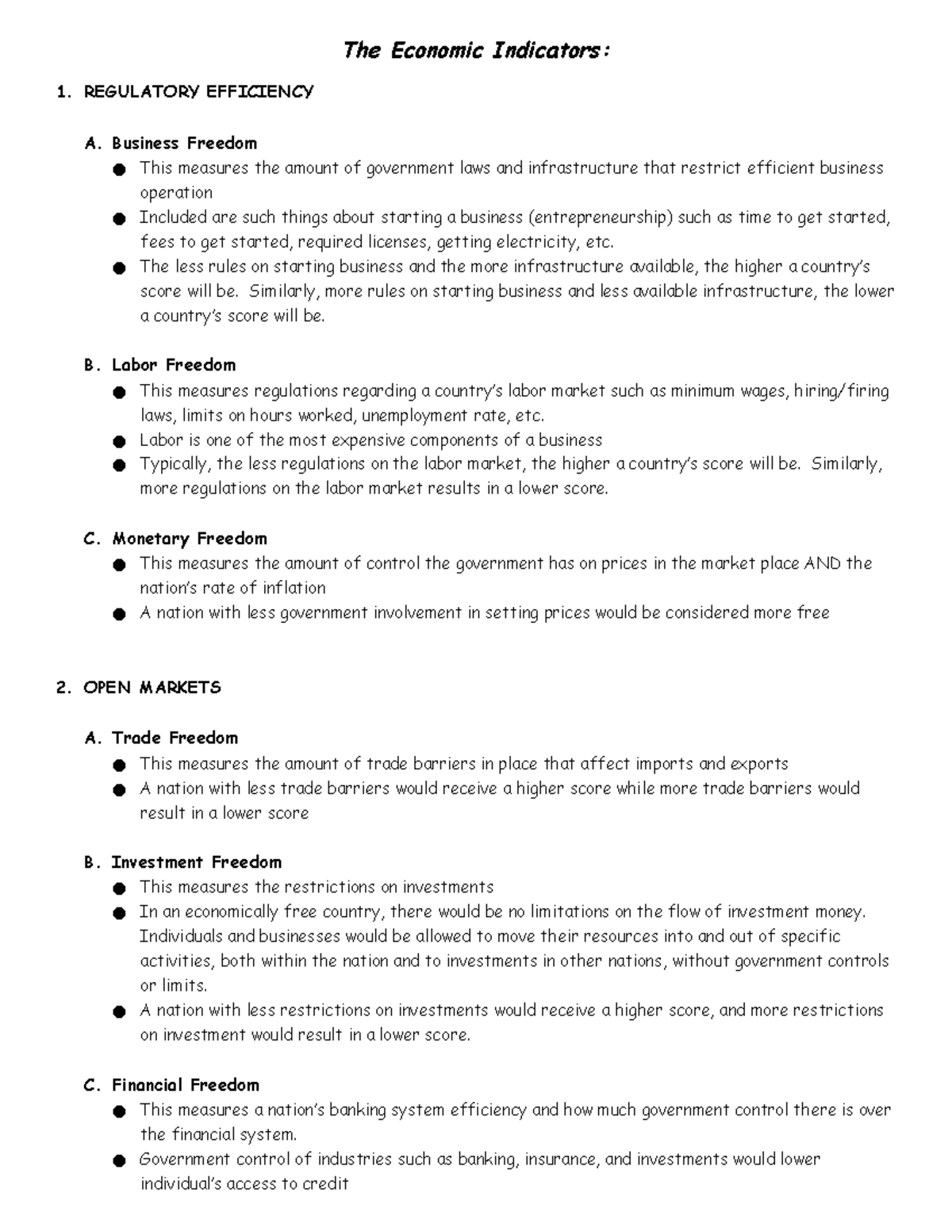 Copy of Some economic indicators Descriptions The Economic
