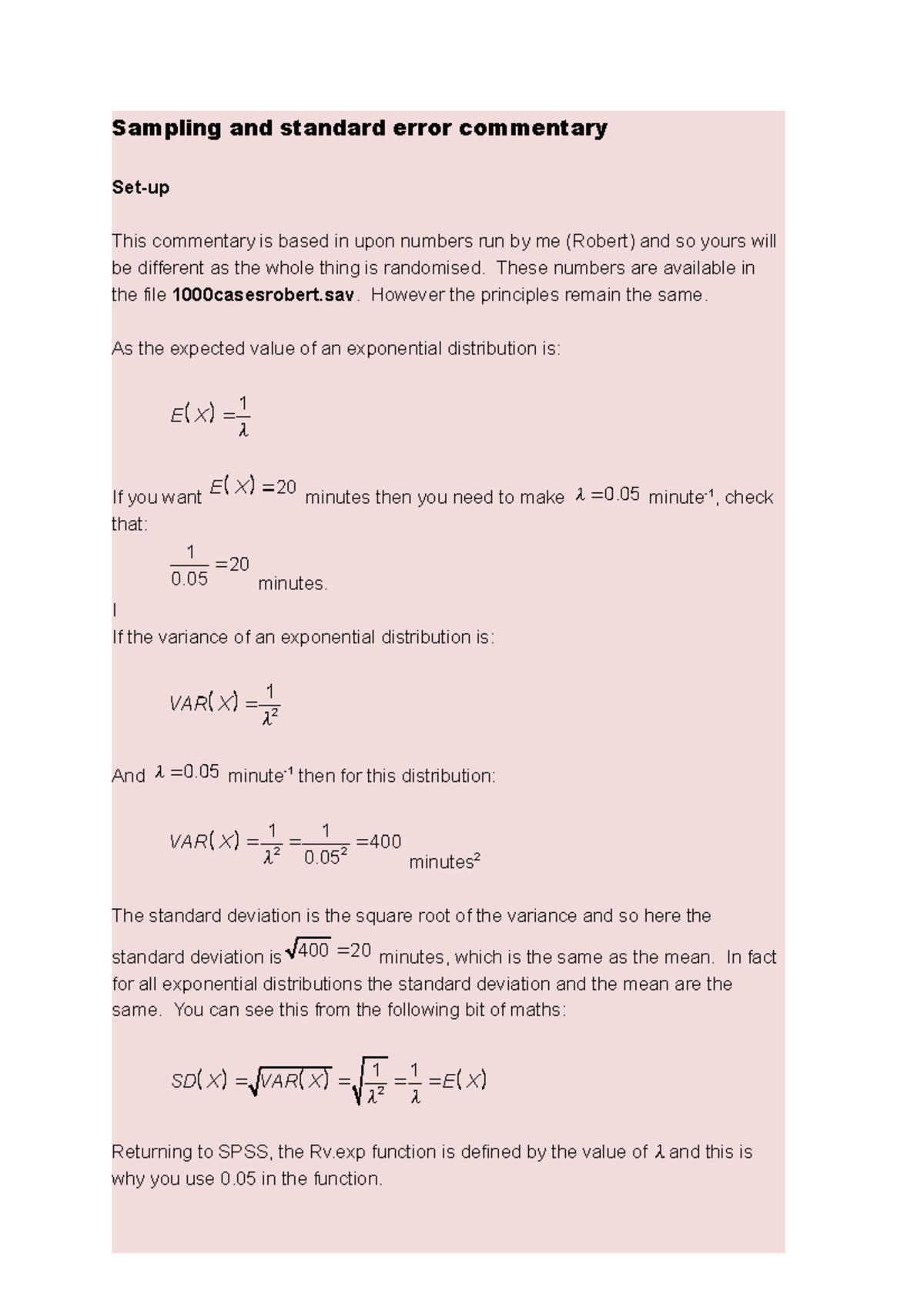 Week 8 Sampling worksheet commentary - Sampling and standard error ...