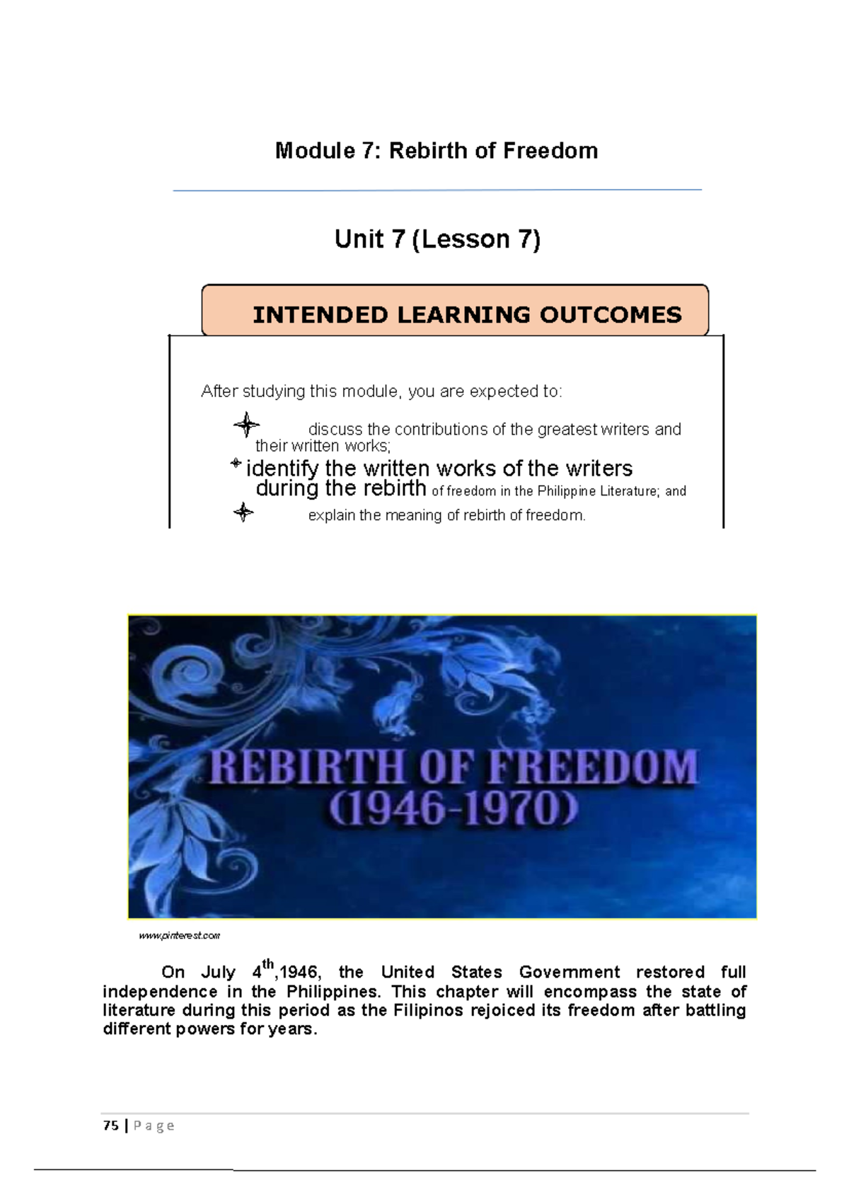 Group5 Spanish regime Module 7 Rebirth of Freedom Unit 7 (Lesson