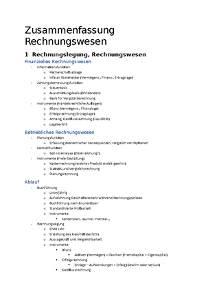 Zusammenfassung Finanzielles Rechnungswesen Gnägi - V3 ...