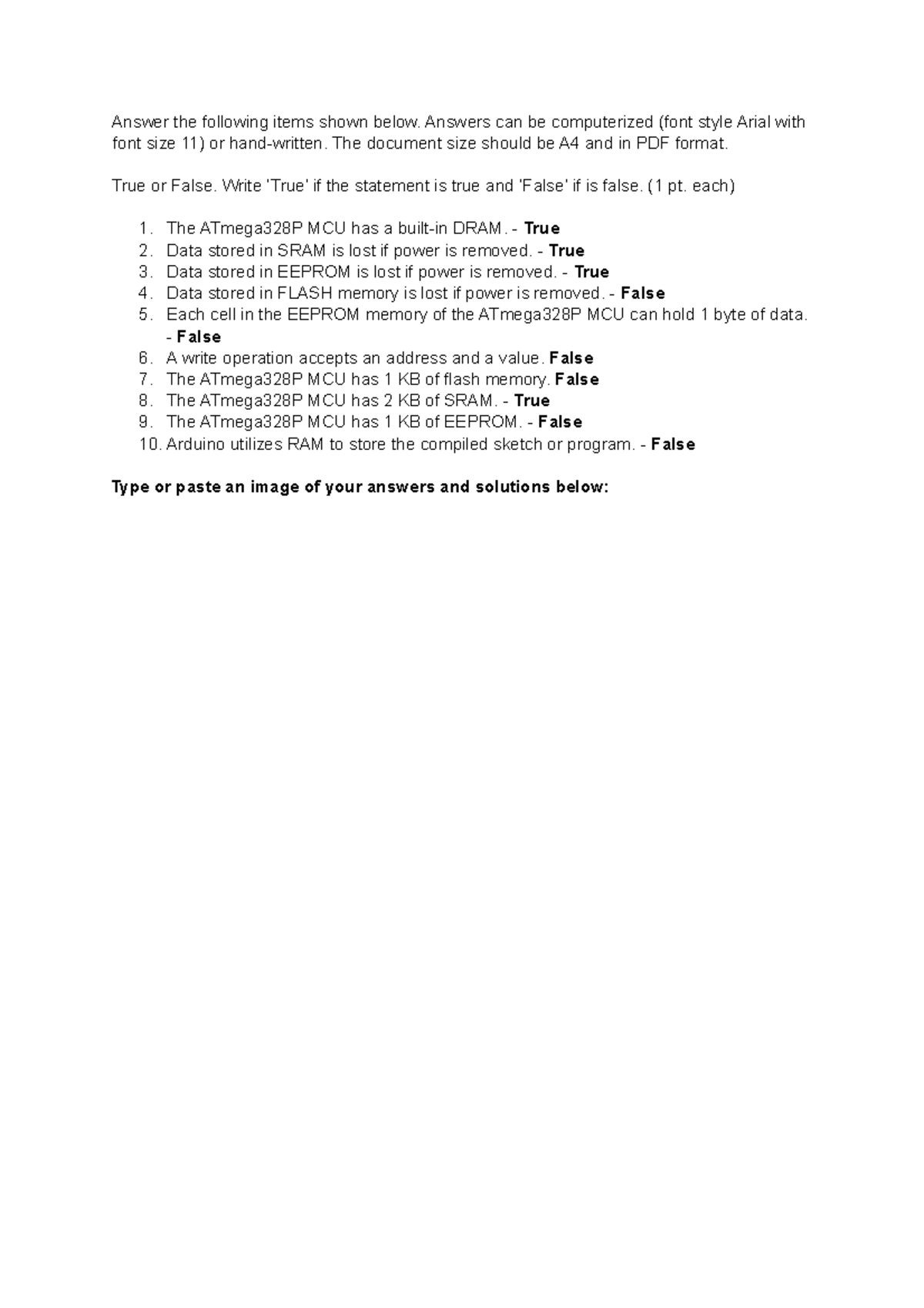 Arduino Uno prog act 7 - Answer the following items shown below ...