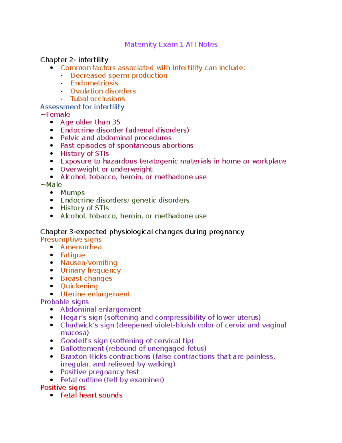 Maternity Exam 1 ATI Notes Maternity Exam 1 ATI Notes Chapter 2