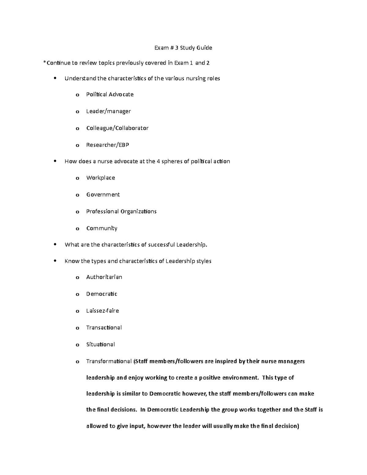 Exam # 3 topics-102 - Lecture - Exam # 3 Study Guide *Continue to ...