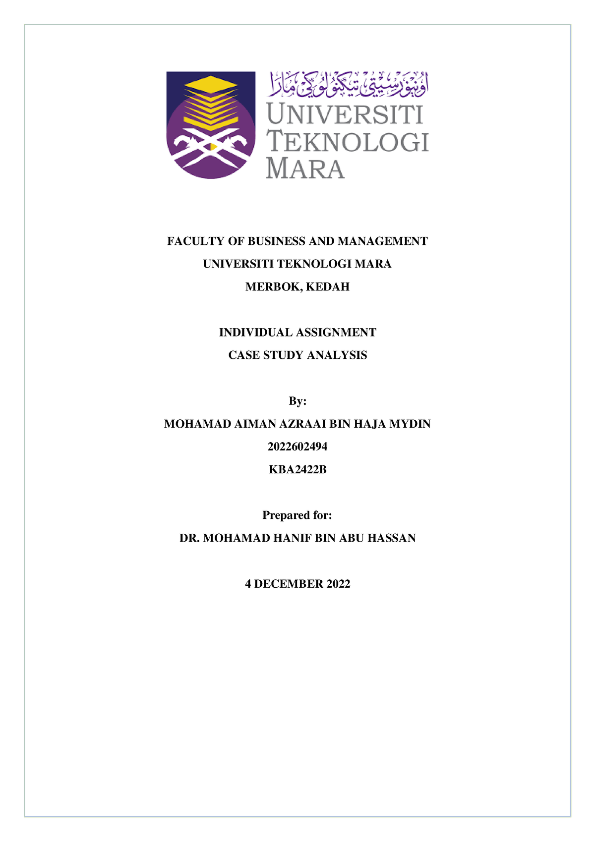 individual assignment fin435