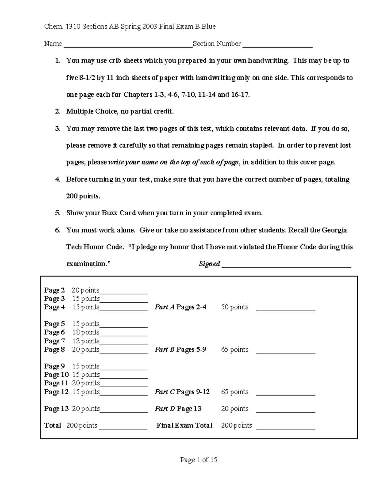 SP03 Final Exam B - Practice Tests - Name ...