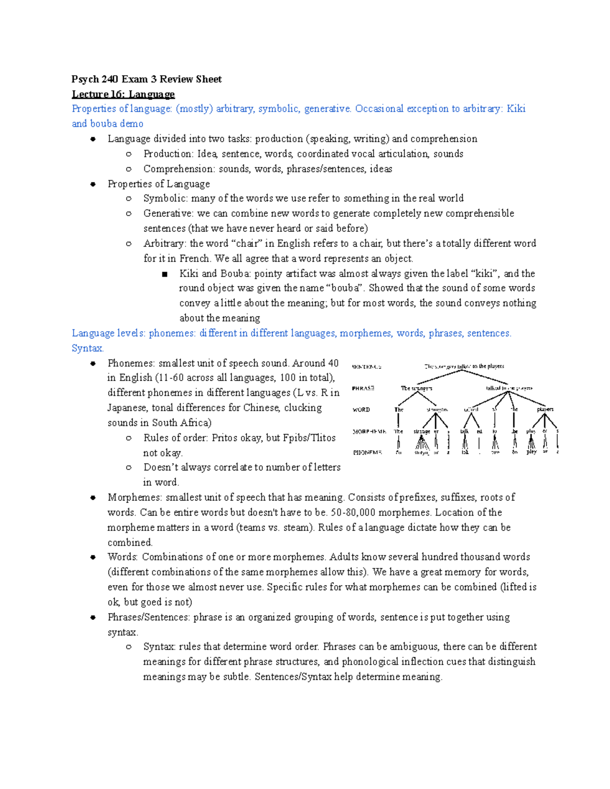 Psych 240 Exam 3 Review Sheet - Psych 240 Exam 3 Review Sheet Lecture ...