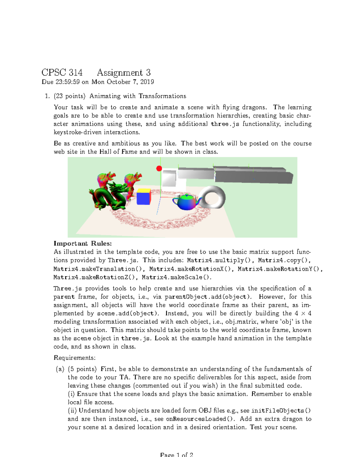 A3 - ass3 - CPSC 314 Assignment 3 Due 23:59:59 on Mon October 7, 2019 ...