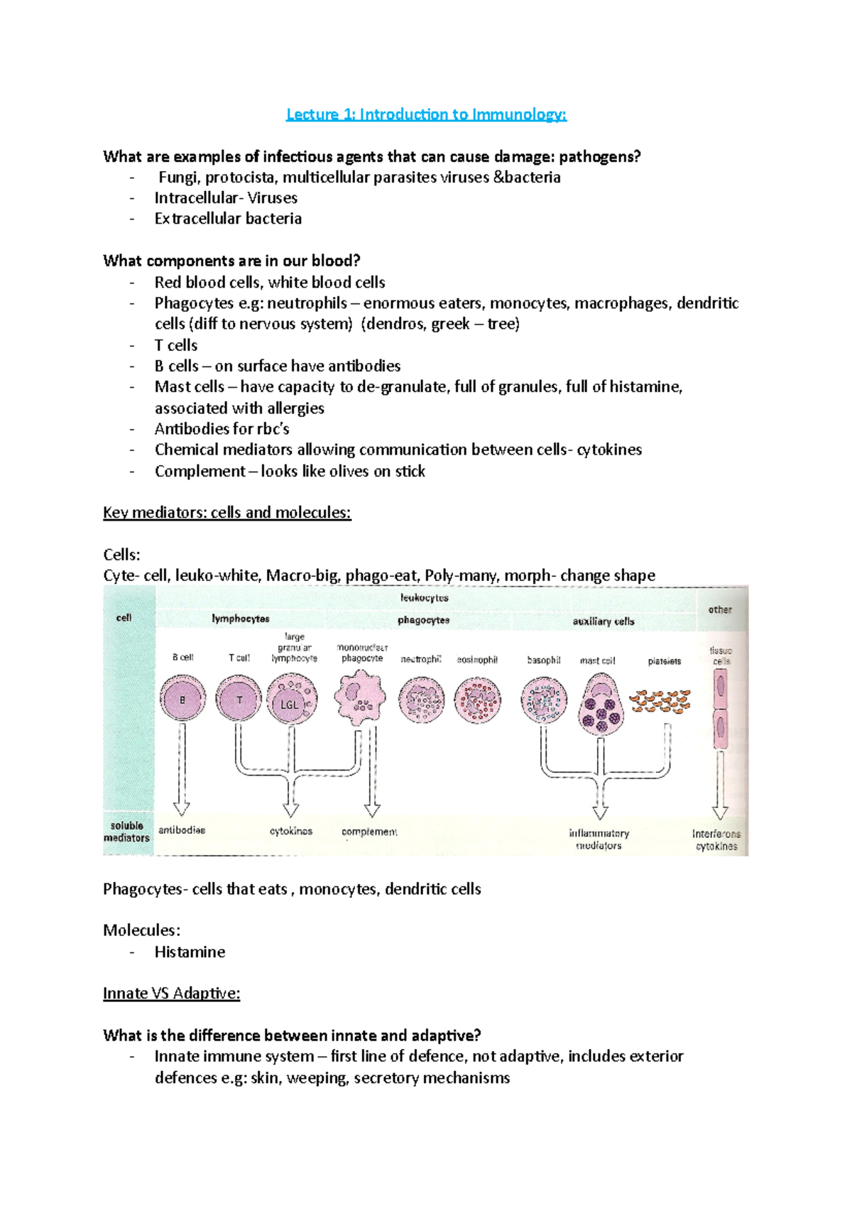 Lecture 1 immuonologyy studocu - Lecture 1: Introduction to Immunology ...
