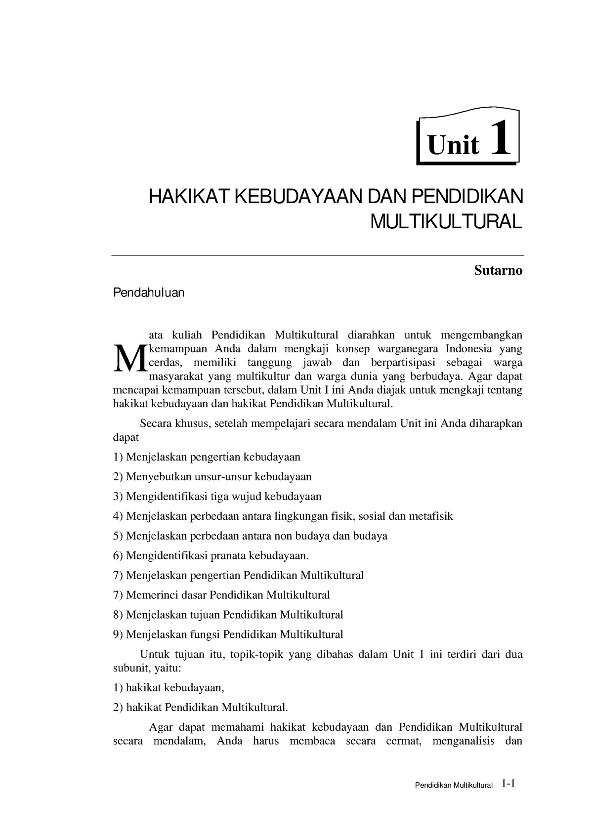 Multikultural UNIT 1 - Unit 1 HAKIKAT KEBUDAYAAN DAN PENDIDIKAN ...