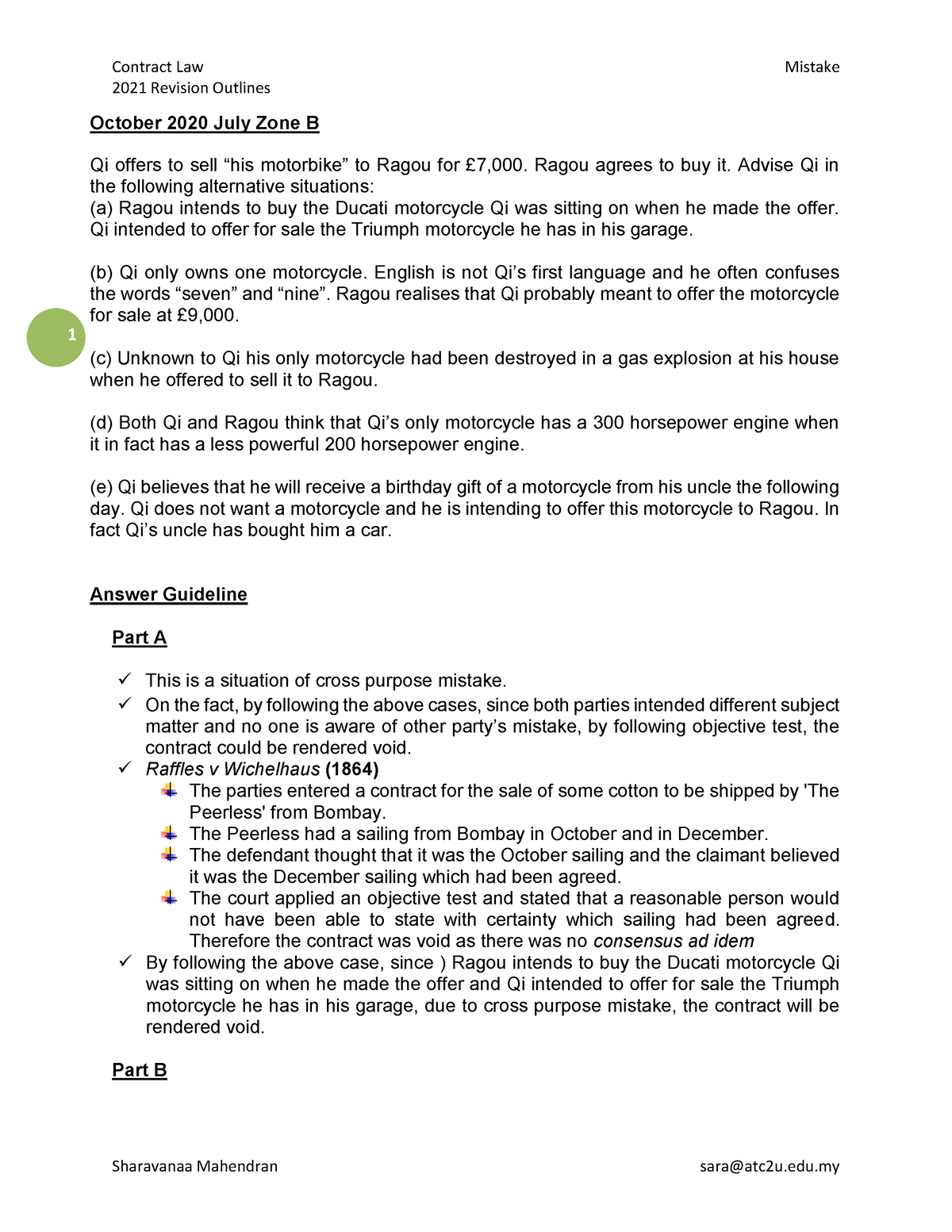 Contractlaw-mistake - Contract Law Mistake And Notes For Contract Law ...