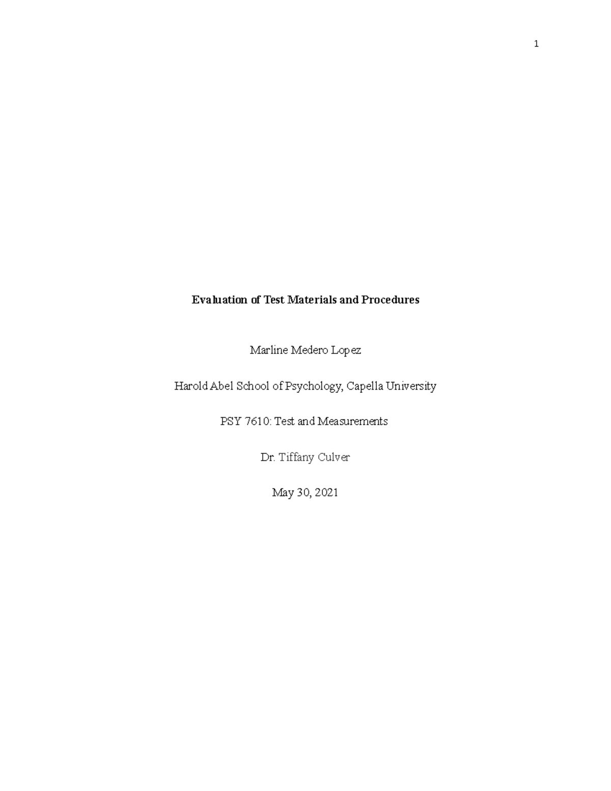 U07a1 Evaluation of Test Materials and Procedures - Evaluation of Test ...