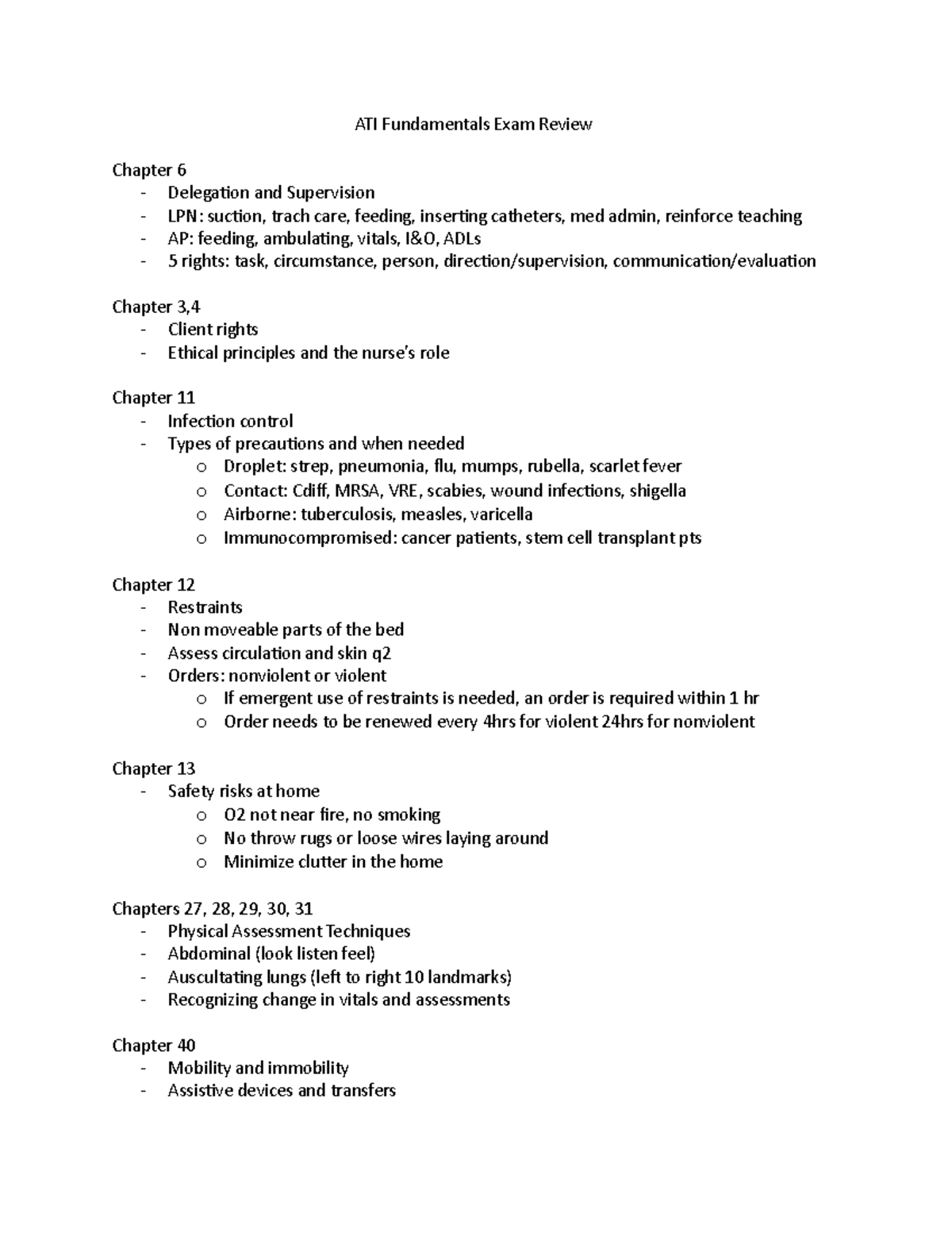 ATI Fundamentals Exam Review - ATI Fundamentals Exam Review Chapter 6 ...