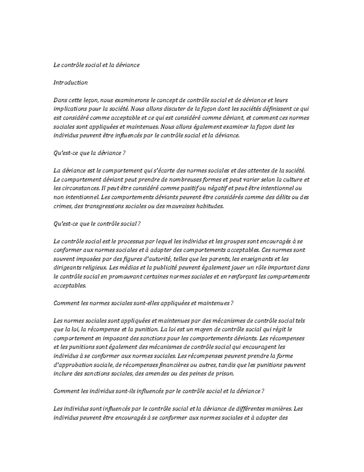 The Sociology of Deviance and Social Control;;;;;;;;; Notes de cours ...