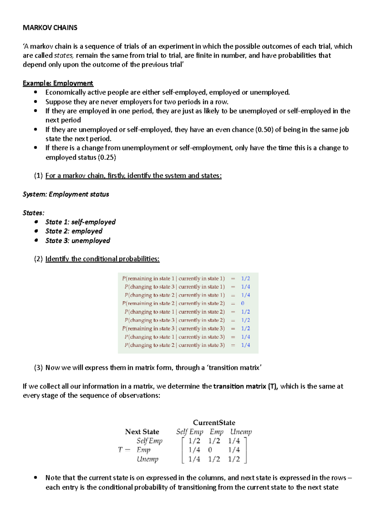 Markov Chains Summary MARKOV CHAINS ‘A markov chain is a sequence of