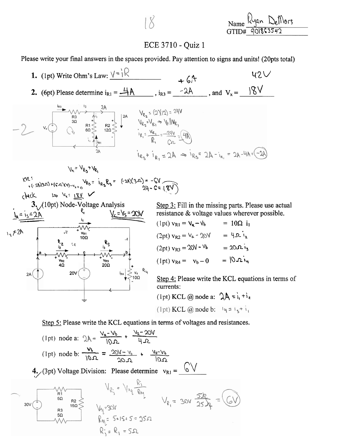 ECE3710 Exam 1 Spring 2007 - Name R"' 1 B&mon GTID# Q(318C ECE 37 10 ...