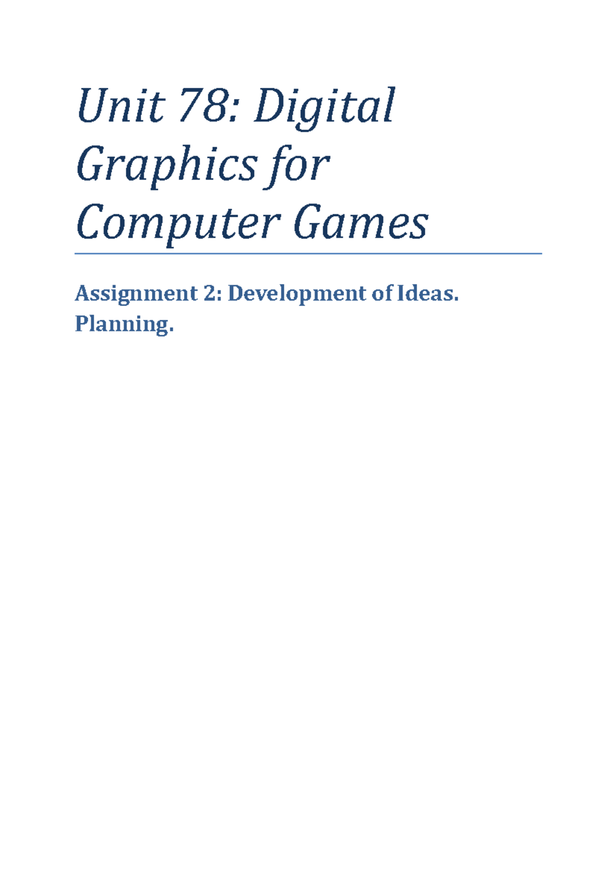 Digital Graphics for computer games - Unit 78: Digital Graphics for ...