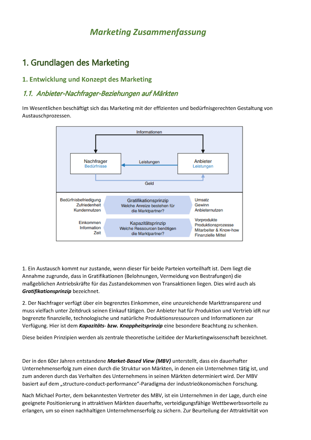 Marketing Ausführliche Zusammenfassung Marketing Zusammenfassung 1 Grundlagen Des Marketing 1 4316