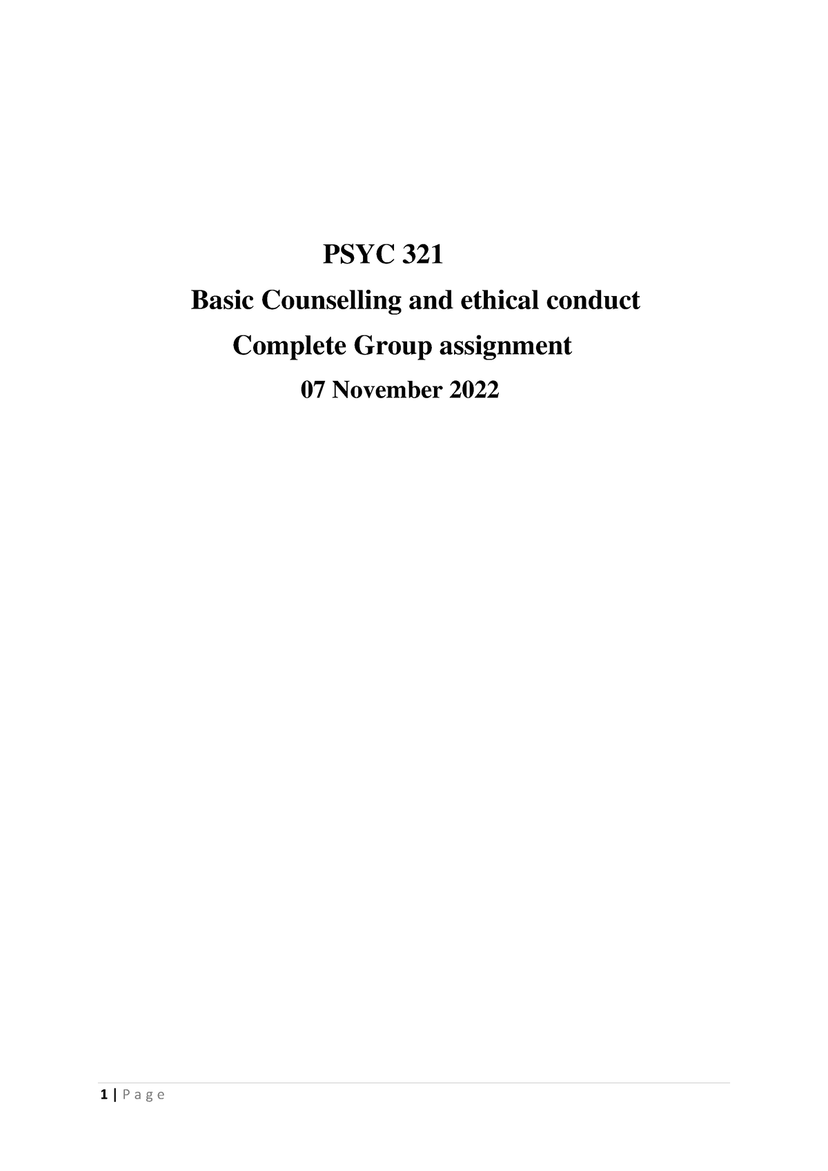 PSYC321 Complete Group Assignment Final - PSYC 321 Basic Counselling ...