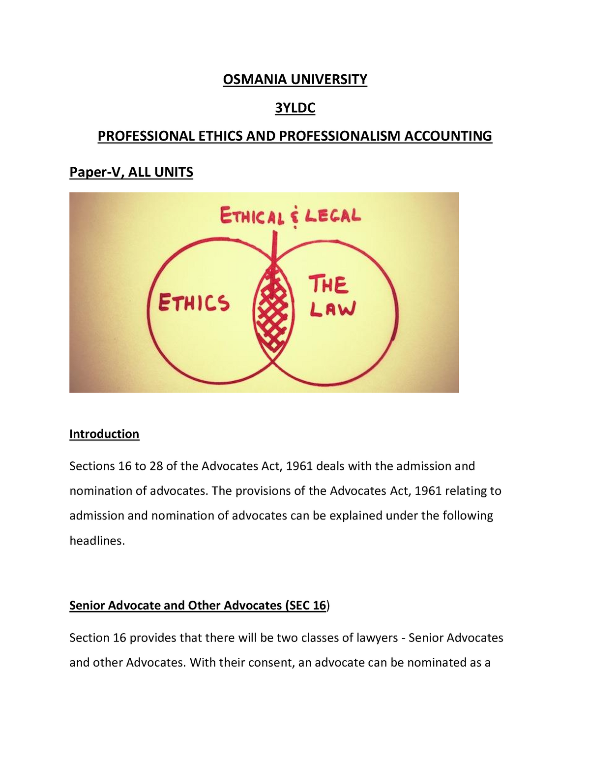 professional ethics law assignment