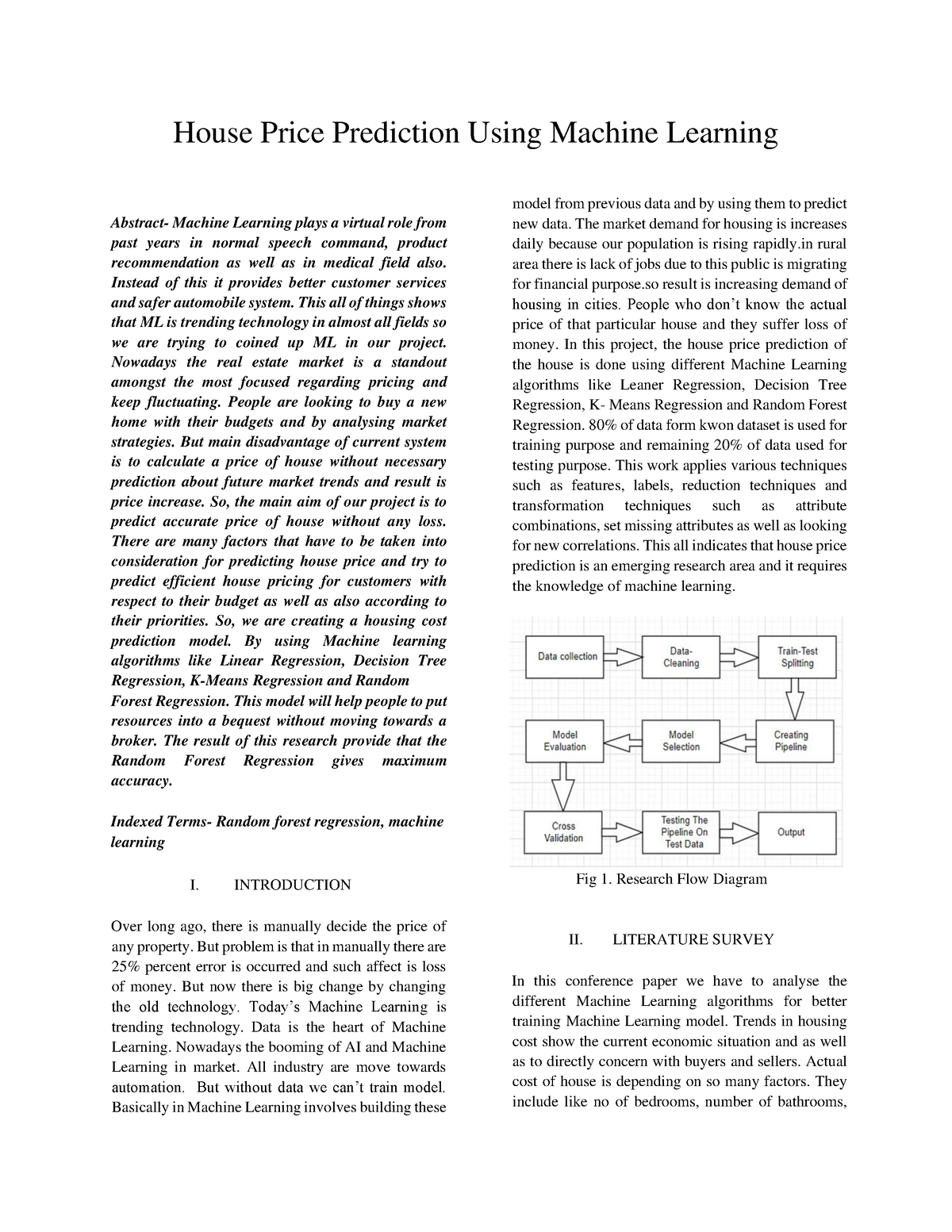 ML Project - House Price Prediction Using Machine Learning Abstract ...