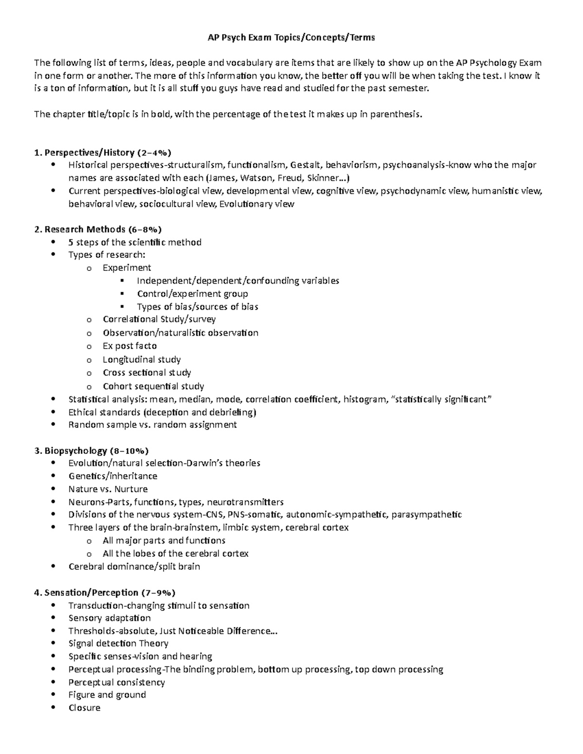 Psychology notes - PSY101 - CSN - Studocu