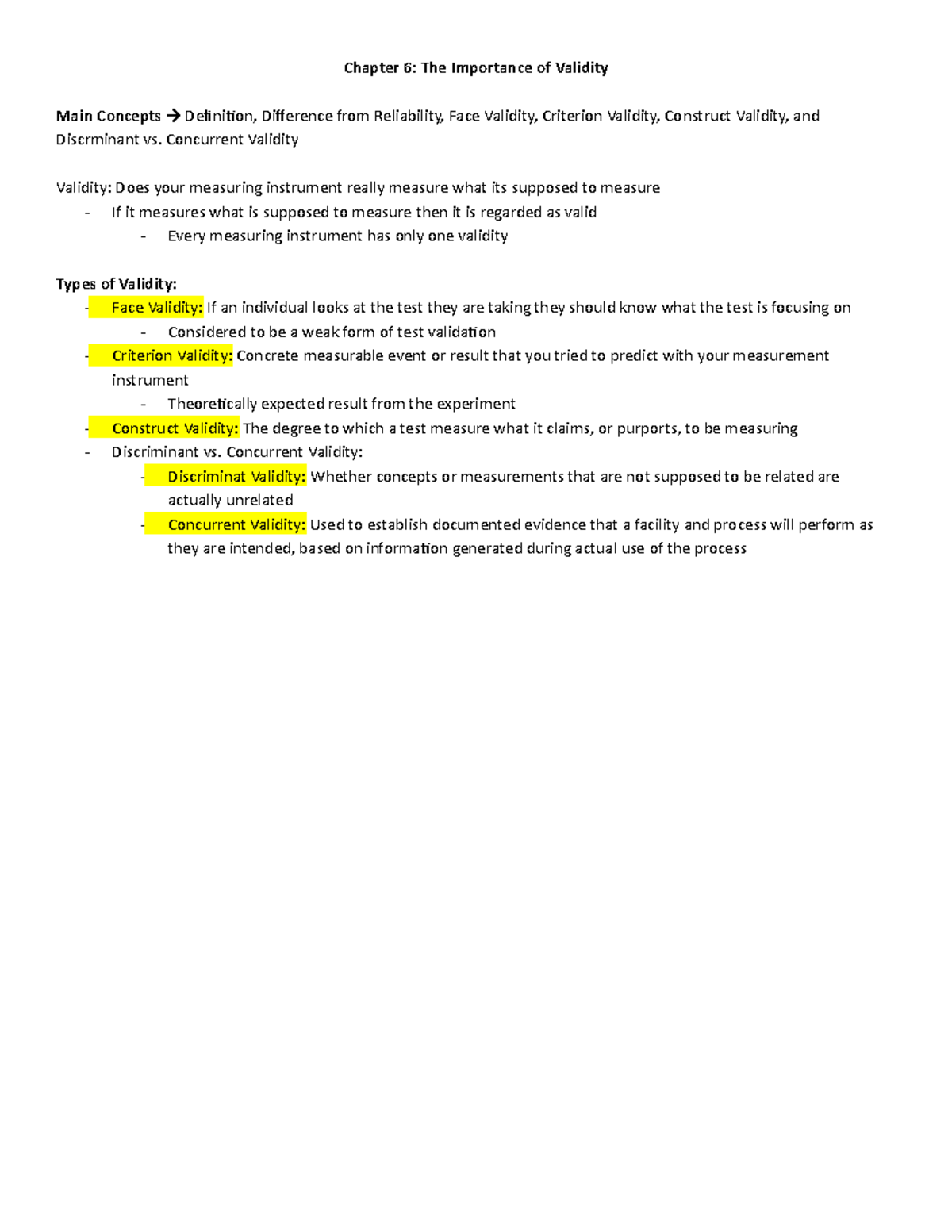 CH6 The Importance of Validity - Chapter 6: The Importance of Validity ...