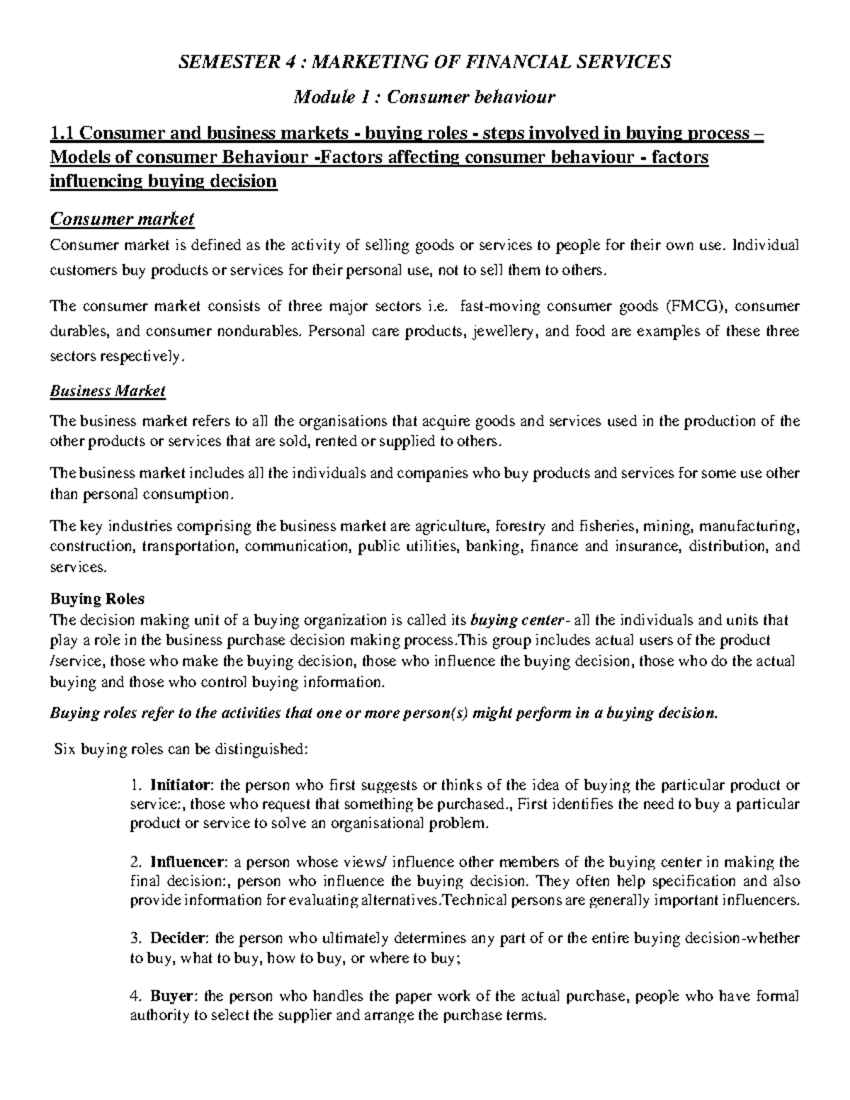 MFS 1.1 SEM4 - Mfs - SEMESTER 4 : MARKETING OF FINANCIAL SERVICES ...