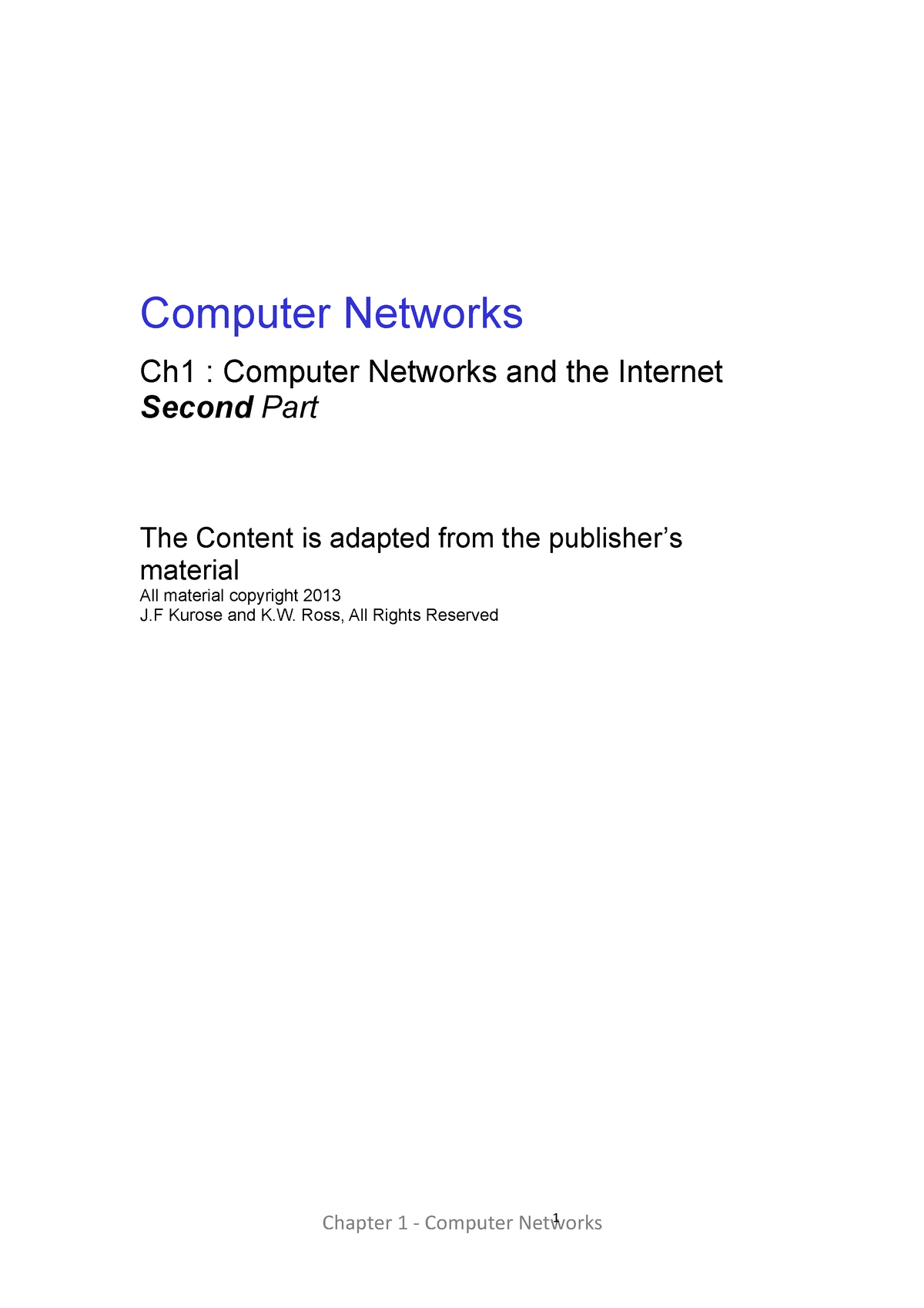 Computer Networks - Ch1 B - Computer Networks Ch1 : Computer Networks ...