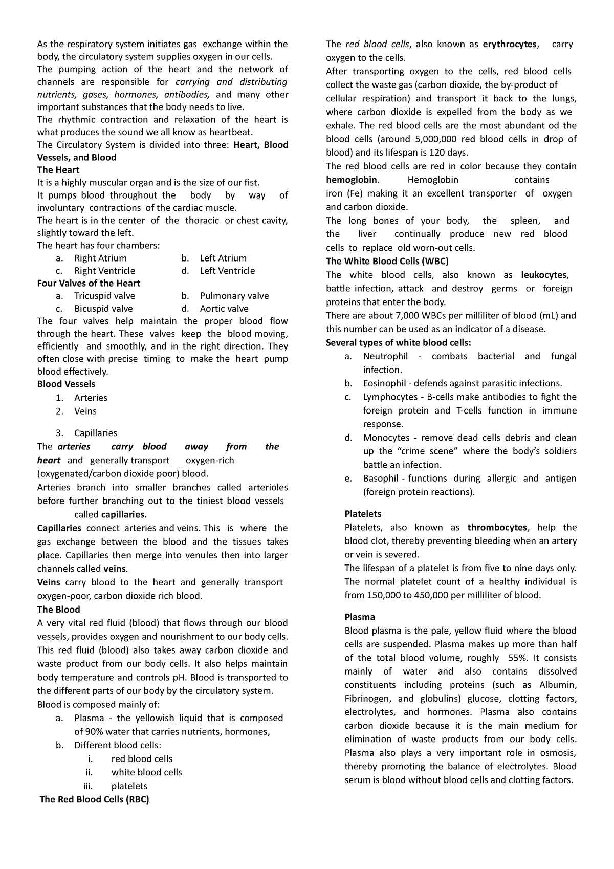 Circulatory System - As the respiratory system initiates gas exchange ...