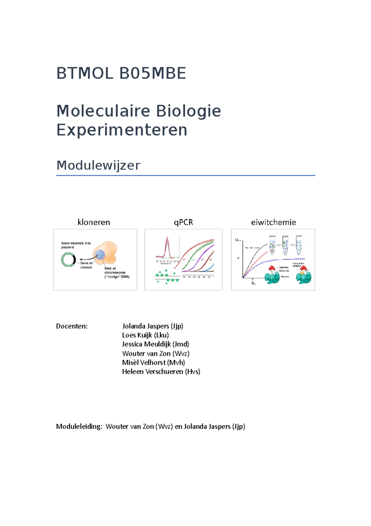 B05 MBE Modulewijzer Student 2223 - BTMOL B05MBE Moleculaire Biologie ...