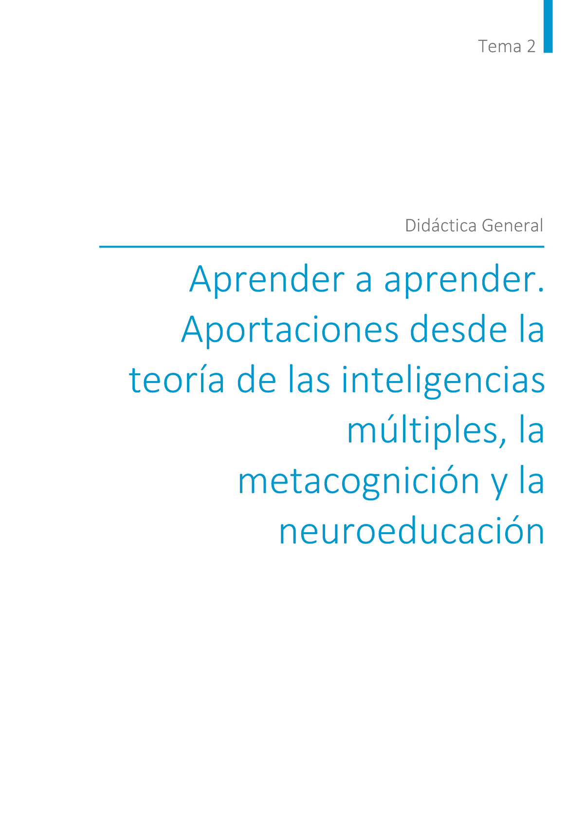 Tema2 - Aprender A Aprender. Aportaciones Desde La Teoría De Las ...