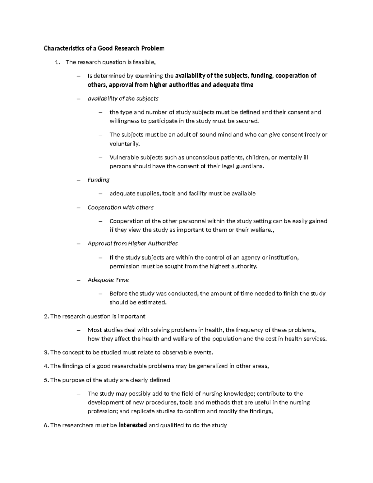 Characteristics of a Good Research Problem more plus Assingment ...