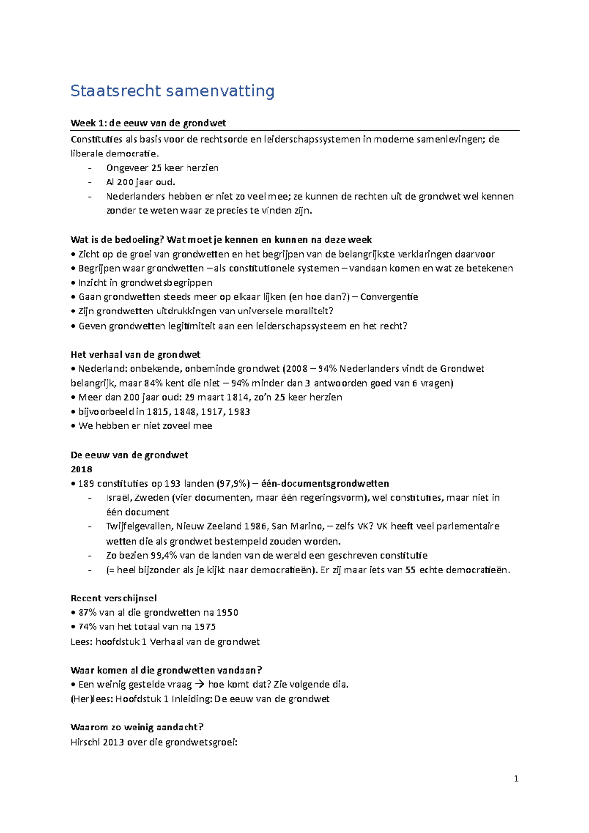 Staatsrecht Samenvatting - Studeersnel