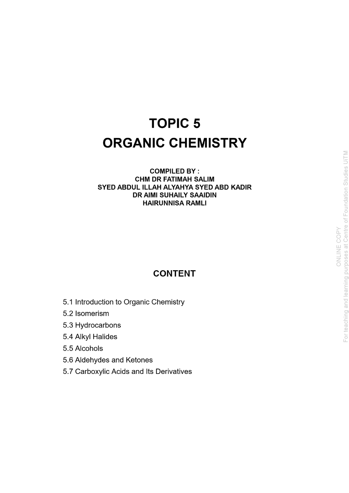 research paper topic organic chemistry