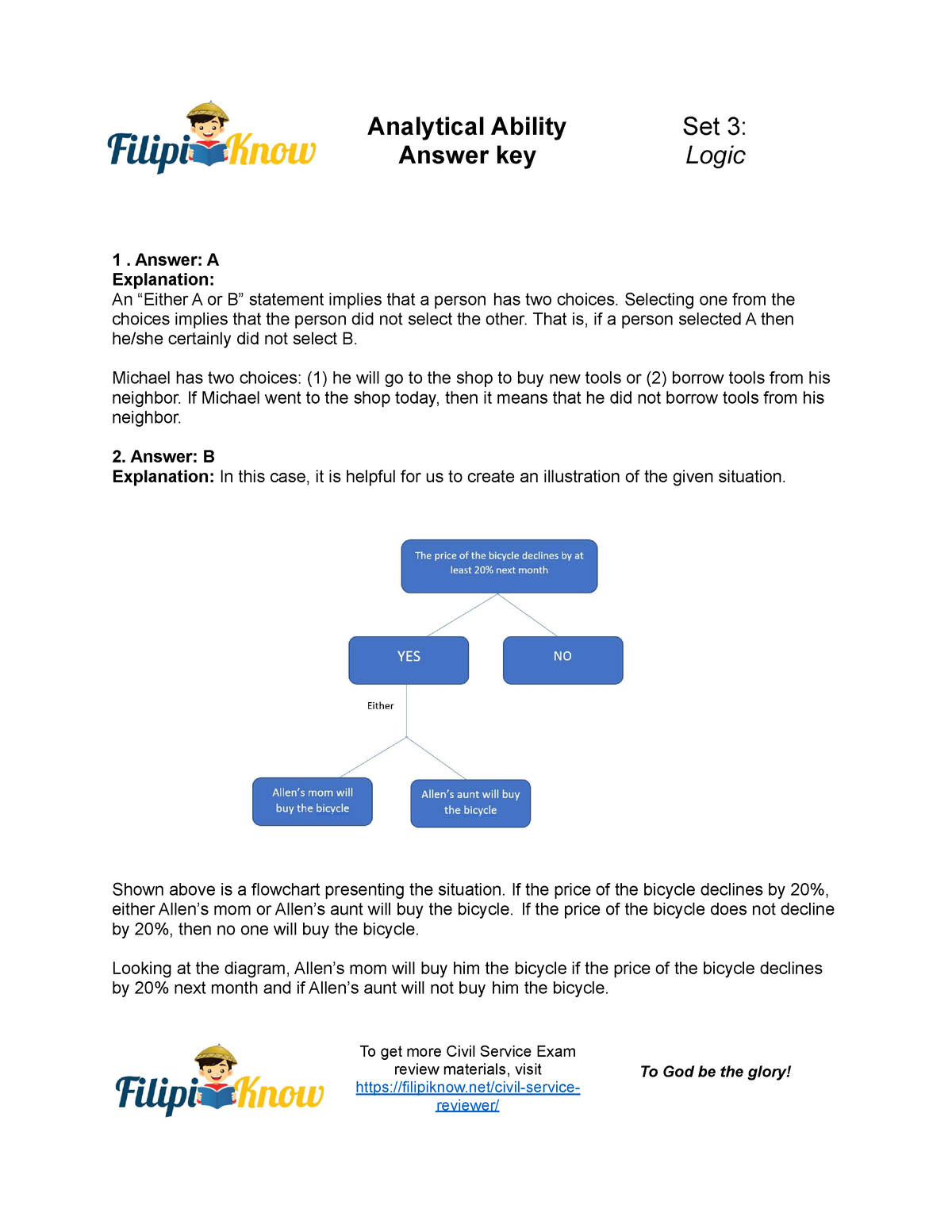 Analytical Ability Practice Test Set 3 Answers - Answer Key Logic ...