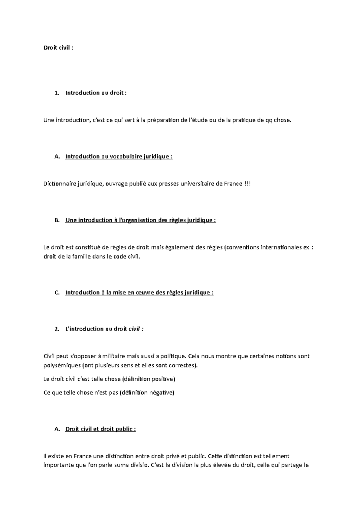 Cours complet - Droit civil : Introduction au droit : Une introduction ...