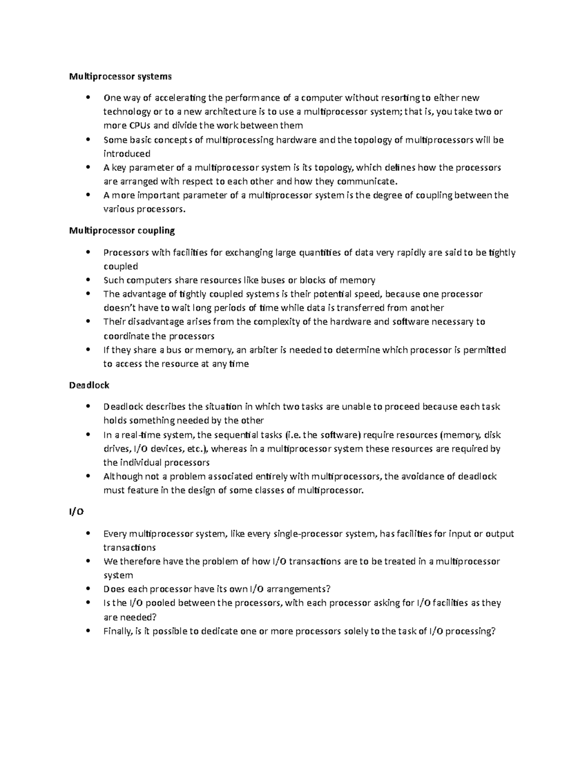 Lesson 18 Multi Processors - Multiprocessor systems One way of ...