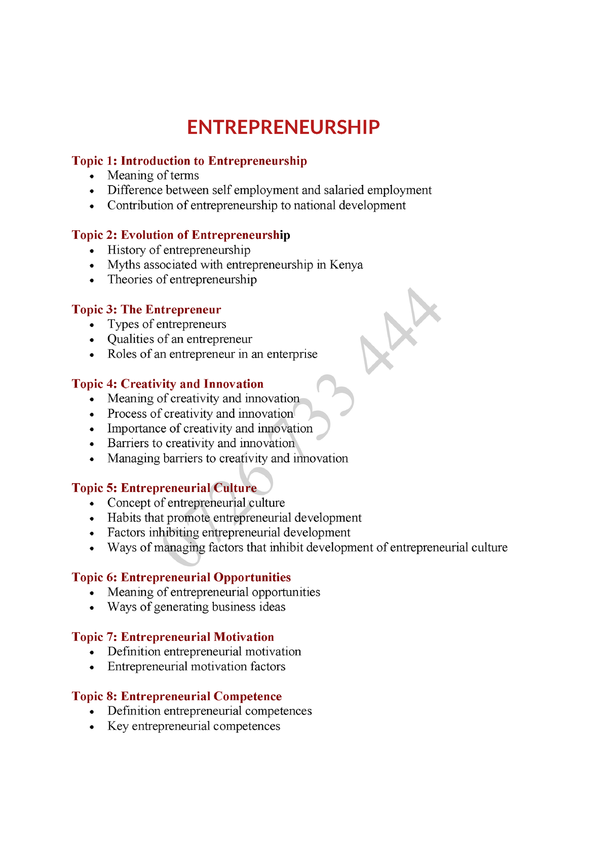 Entrepreneurship Notes - ENTREPRENEURSHIP - Studocu