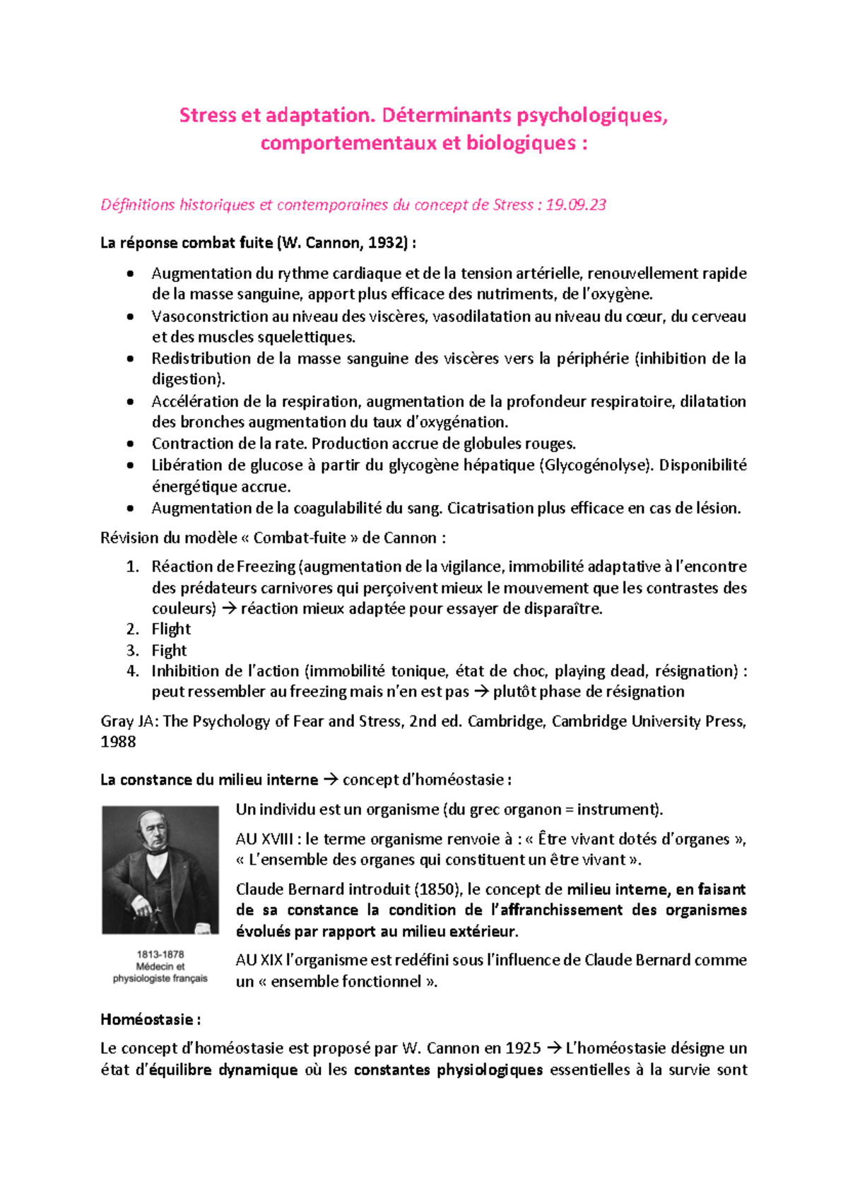 Stress Et Adaptation - Résumé - Stress Et Adaptation. Déterminants ...